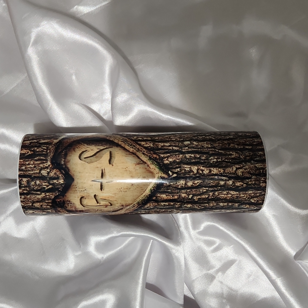 20 oz Customizable Tree Bark Heart tumbler